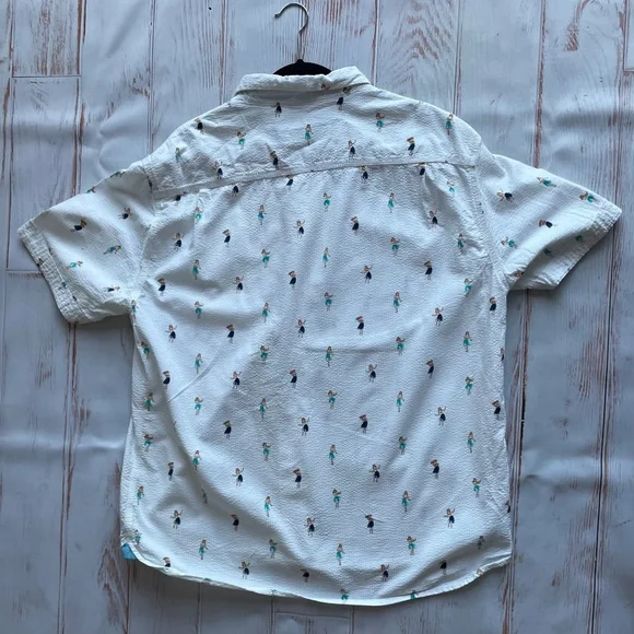 Tommy Bahama Mens XL White Hu-La-La Camp Shirt Dancing Hula Girls Seersucker - Picture 4 of 4